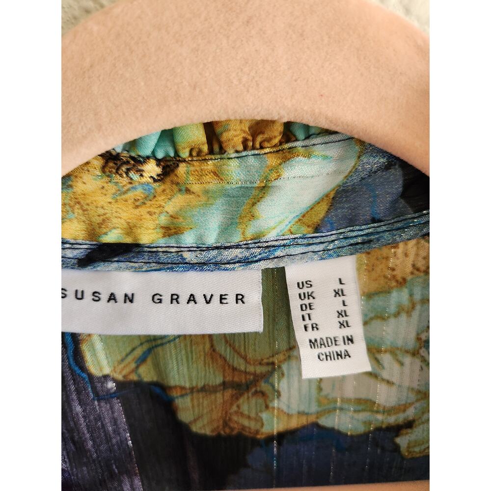Susan Graver Women's Liquid Knit Flowy Floral Tunic L - Picture 7 of 8